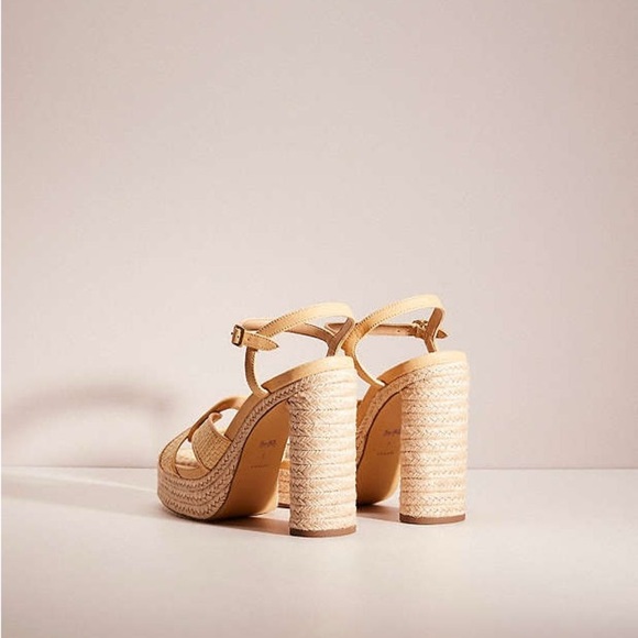 NWOT Coach Talina Tan rafia platform heels - Picture 2 of 12